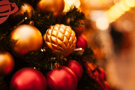 Beautiful decorated Christmas tree with blurred background