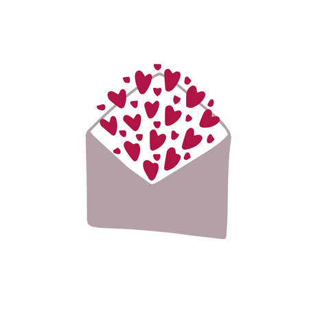 Grey envelop with red hearts. Valentines day greeting card. Vector illustration EPS 10.のイラスト素材