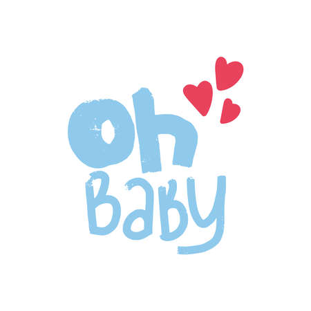 Oh Baby hand writting lettering. Valentines day greeting card. Vector illustration EPS 10.のイラスト素材