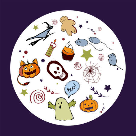 Vector handdrawn illustration. Halloween card, poster, banner invitation EPS 10のイラスト素材
