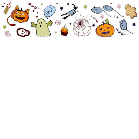 Vector handdrawn illustration. Halloween card, poster, banner invitation EPS 10のイラスト素材
