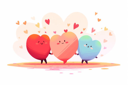 an array of red and pink hearts scattered across a soft, white background, symbolizing the abundance of love in the air. Another could feature a couple holding hands, silhouetted against a warm sunsetの素材