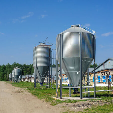 water storage tanks on a farm in ruralの写真素材