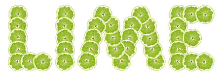 \lime\ -  text of slices of citrus fruit on white background.