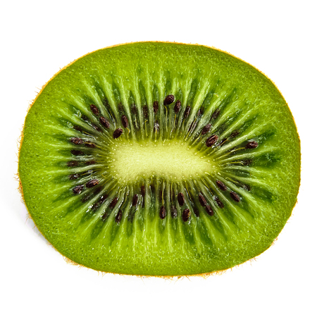 slice of ripe tasty kiwi on a whiteの写真素材