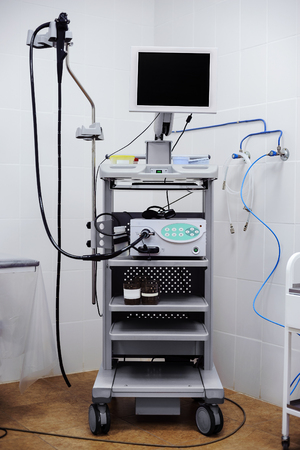 Modern computer equipment in a clinical wardの写真素材