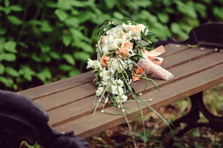 colorful and elegant wedding bouquet of the brideの写真素材