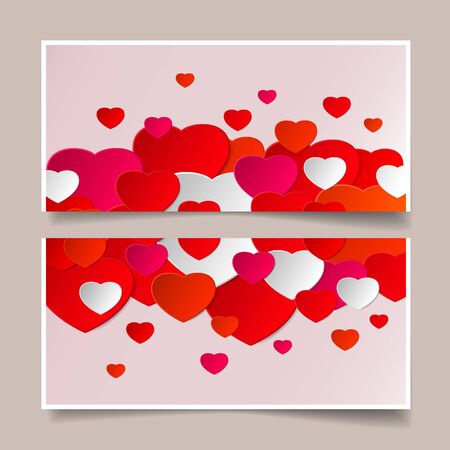 Happy Valentine's Day and wedding design elements. Greeting card with red hearts. Vector illustration.のイラスト素材
