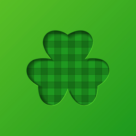 Happy Saint Patrick's day greeting card with shamrock. Green three leaf clover. Vector illustrationのイラスト素材