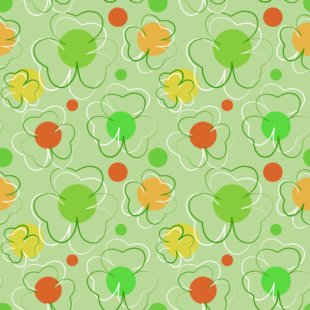 Seamless pattern with shamrock leaves. St. Patrick's day holiday symbol. Vector illustrationのイラスト素材