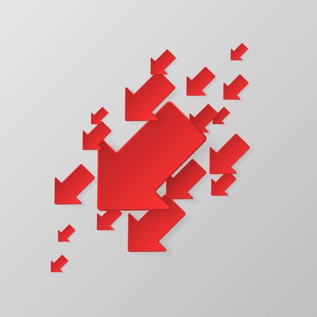 Large group of red arrows. Business concept. Vector illustrationのイラスト素材