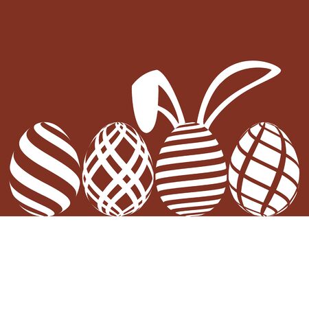 Easter greeting card with silhouette of decorated eggs and bunny ears. Vector illustrationのイラスト素材