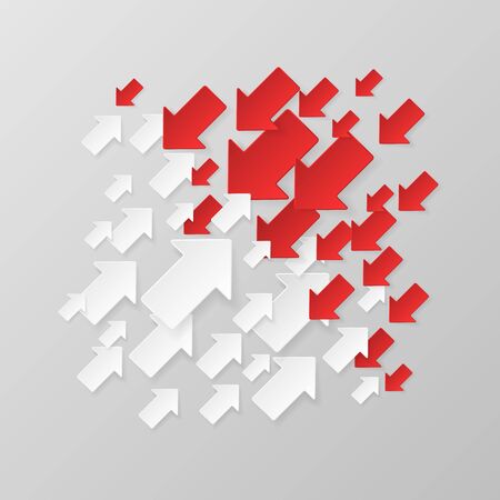 White arrows against red arrows. Bussiness concept. Competition, opposition. Vector illustrationのイラスト素材