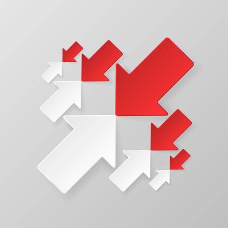 White arrows against red arrows. Bussiness concept. Competition, opposition. Vector illustrationのイラスト素材