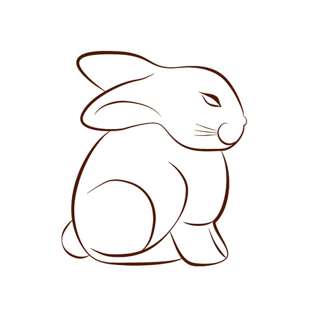 Hare or rabbit sketch on white background. Easter symbol. Vector illustrationのイラスト素材