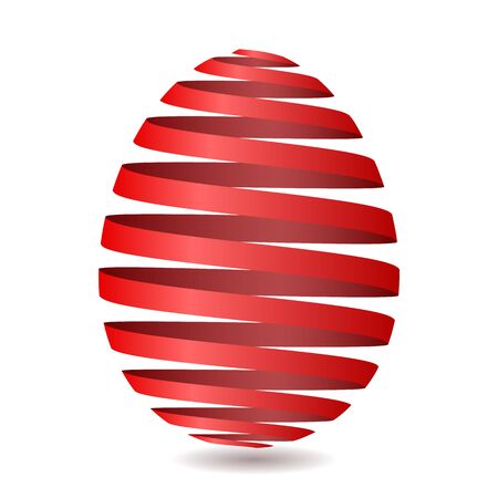Egg made of red ribbon on white background. Easter symbol. Vector illustrationのイラスト素材