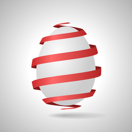White egg with red ribbon. Easter symbol. Vector illustrationのイラスト素材