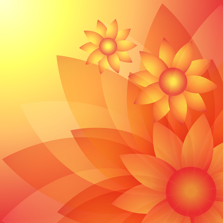 Sunflowers. Bright sunny yellow flowers. Abstract natural floral background. Vector illustrationのイラスト素材
