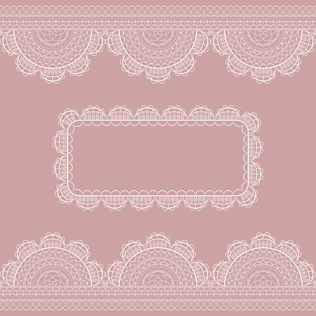 Template for wedding, invitation or greeting card with lace background. Vector illustrationのイラスト素材