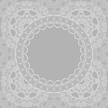 White lace pattern with a space for the text. Abstract geometric background. Vector illustrationのイラスト素材