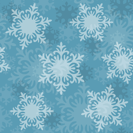 Seamless winter pattern, white snowflakes, Christmas and New Year background, holiday decor. Vector illustrationのイラスト素材