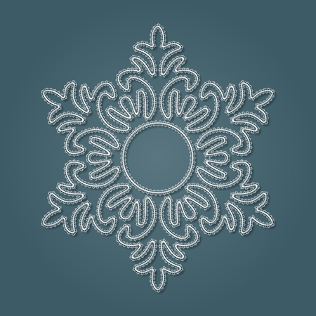 White lace snowflake, embossed pattern, decorative design element, winter decoration. Vector illustrationのイラスト素材