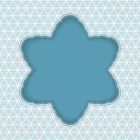 White lace snowflake border with a space for the text. Lace background. Vector illustrationのイラスト素材