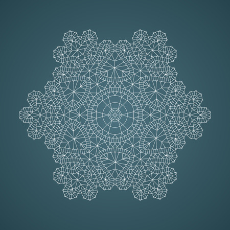 White lace snowflake, embossed pattern, decorative design element, winter decoration. Vector illustrationのイラスト素材