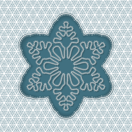 White lace snowflake, embossed pattern, decorative design element, winter decoration. Vector illustrationのイラスト素材