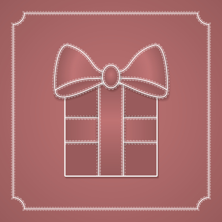 Gift box with lace ribbon and bow, holiday decoration . Vector illustrationのイラスト素材