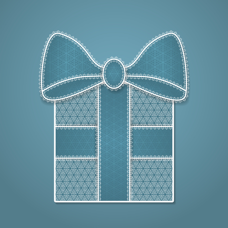 Gift box with lace ribbon and bowのイラスト素材