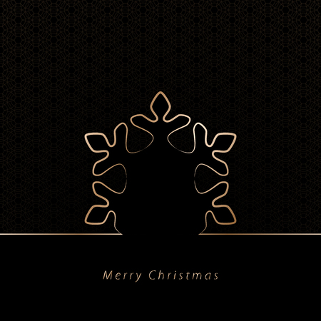 Golden snowflake on black background. Decorative design element for Christmas and New Year greeting card, holiday decoration. Vector illustrationのイラスト素材