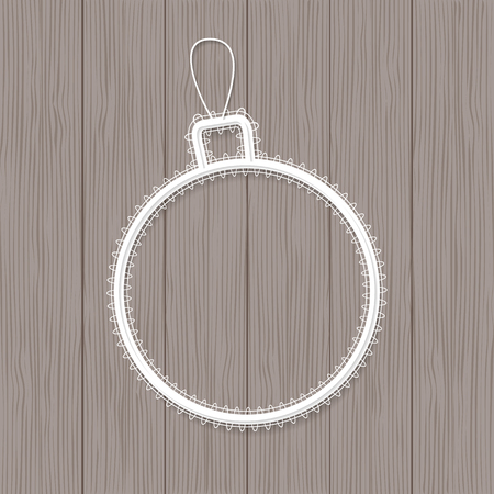 White lace Christmas ball on wooden illustration.のイラスト素材