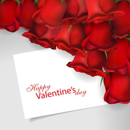 Red roses illustration for Valentines day greeting card.のイラスト素材