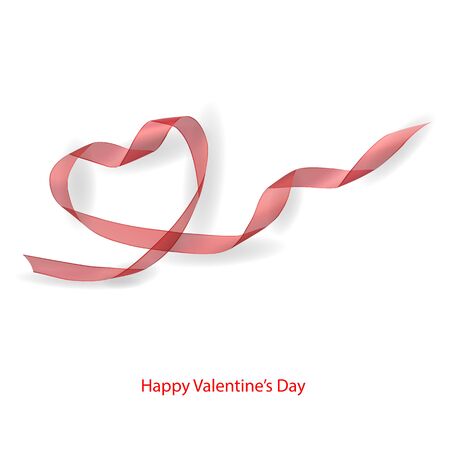 Heart made of red ribbon on white background.のイラスト素材