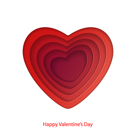 Red paper hearts on white illustration.のイラスト素材