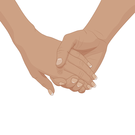 Man and woman holding hands isolated on white background.のイラスト素材