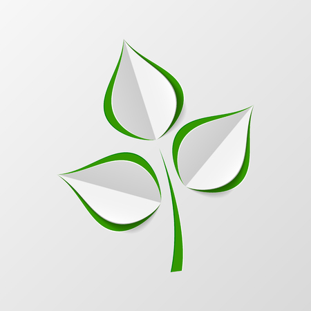Green paper tree branch. Paper cutout green leaves. Eco friendly symbol. Template for banner, poster, leaflet. Vector illustrationのイラスト素材