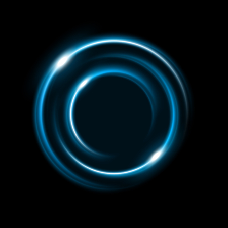 Vibrant neon circle with glow for advertising, banner, card. Design element. Abstract luminous background. Vector illustrationのイラスト素材