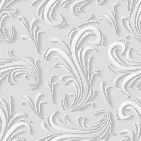 White floral 3d background. Seamless pattern for greeting card decoration. Ornate pattern for continuous replicate. Vector illustrationのイラスト素材