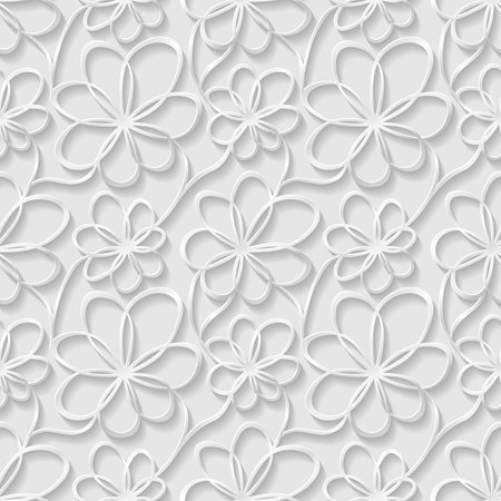 White floral 3d background. Seamless pattern for decoration. Ornate pattern with flowers. Vector illustrationのイラスト素材