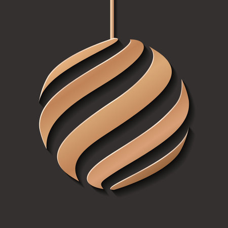 Gold Christmas ball. Decorative design element, holiday decoration for Christmas and New Year cards. Vector illustrationのイラスト素材