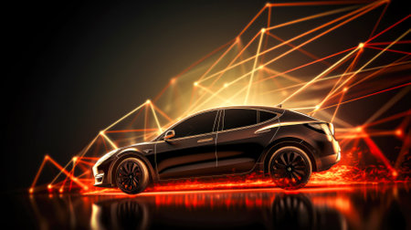 sports car on a background of a blue graph.の素材