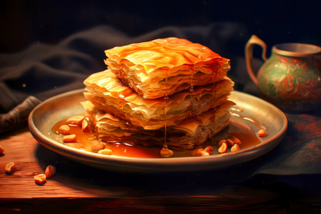 baklava close-up.の素材