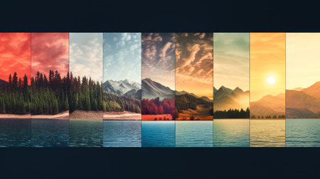 Mountain landscape. Collage of nature photosの素材