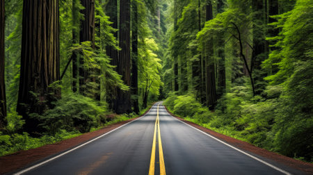 Road in the Redwood Forest.の素材