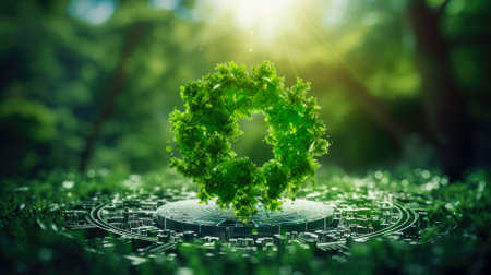 Green plant in the shape of a heartの素材