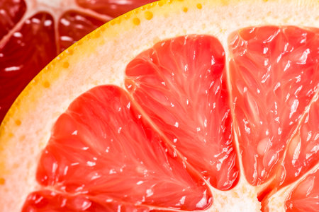 close-up cut grapefruit.の素材