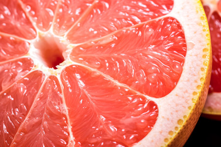 close-up cut grapefruit.の素材