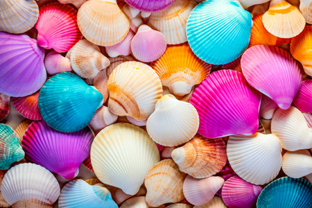 Colorful seashells background. Colorful seashells background.の素材